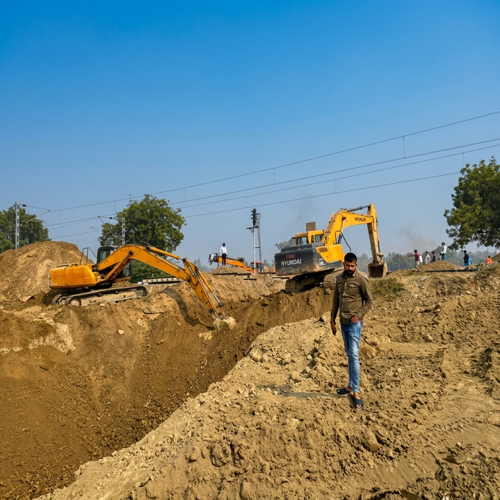 Excavation and thrust-bed preparation at LC Gate 161